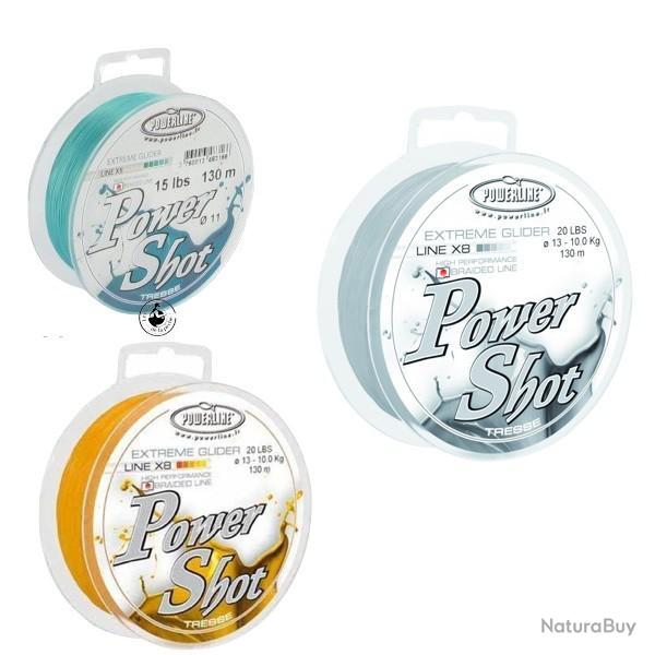 Tresse Powerline Power Shot 8 Brins 130m Jaune 15/100