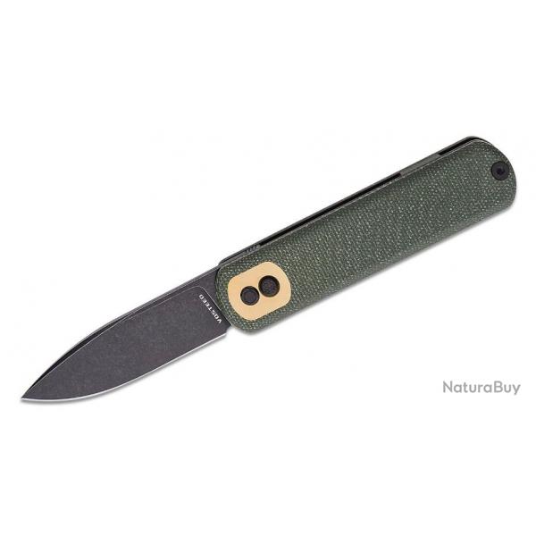 Couteau Vosteed Corgi Green Lame Acier 14C28N Blackwash Manche Micarta IKBS Trek Lock Clip VOSCGSVM1