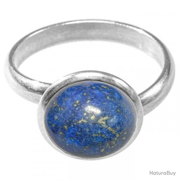 Bague argente avec cabochon rond en lapis lazuli