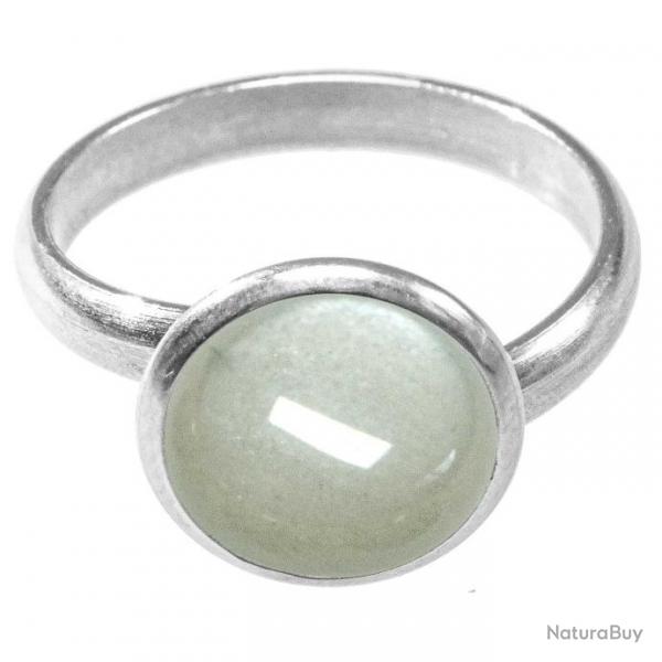 Bague argente avec cabochon rond en pierre de lune grise