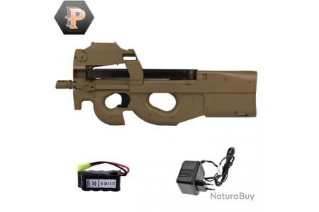 Réplique airsoft FN P90 FDE Red dot AEG ABS 68bbs + chargeur batterie +  batterie - Fusils d'assaut (11360805)