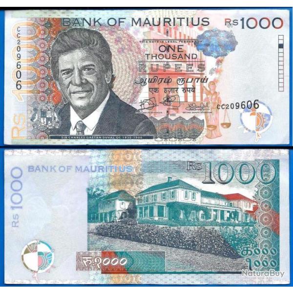 Maurice 1000 Roupies 2020 Prefixe CC Billet Ile Mauritius Island Rupees Gaetan Duval