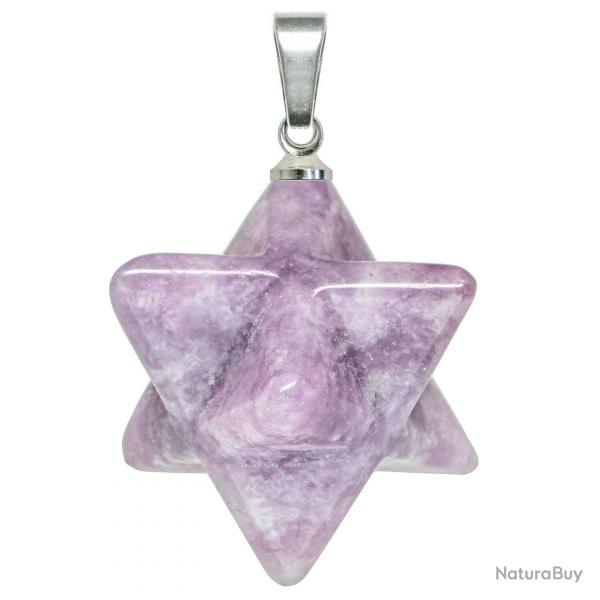 Pendentif toile merkaba en jade lilas