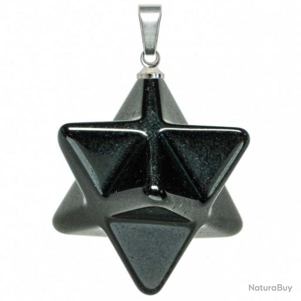 Pendentif toile merkaba en obsidienne