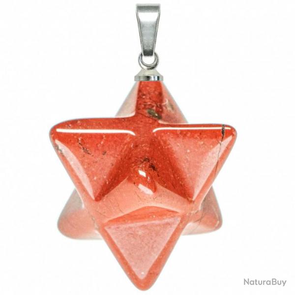 Pendentif toile merkaba en jaspe rouge