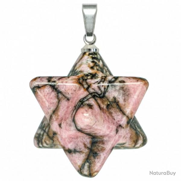 Pendentif toile merkaba en rhodonite