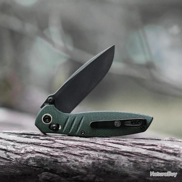 Couteau Vosteed Corsair Green Lame Acier Nitro-V Blackwashed Manche Micarta IKBS Clip VOSCSNPMN