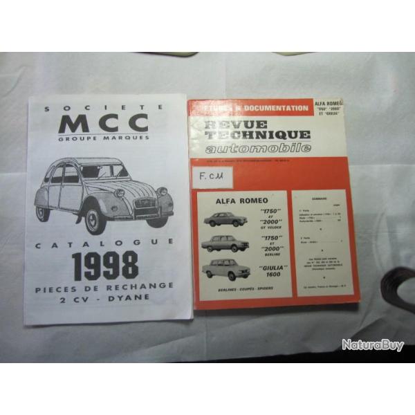 CATALOGUE DE 2CV ET DIANE + RTA ALPHA ROMEO 1300_1750_2000 - FC11