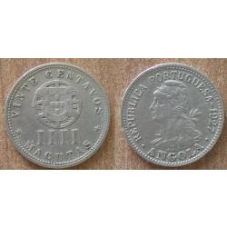 Angola 4 Macutas 1927 20 centavos Rare Portugal Colonie Piece Centavo Escudos Escudo