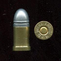12 mm GALAND - balle plomb 1 gorge - étui et amorce laiton - marquage : GALAND / 18 / 68 / 12 M/M