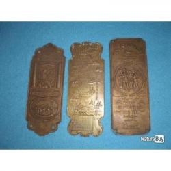 3 Plaques de portes en laiton embouti ! SHARPS, WELLS FARGO COMPANY & COLT ! COLLECTION , Old West