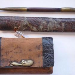 Pipe de samourai Edo avec bac en cuir de samourai