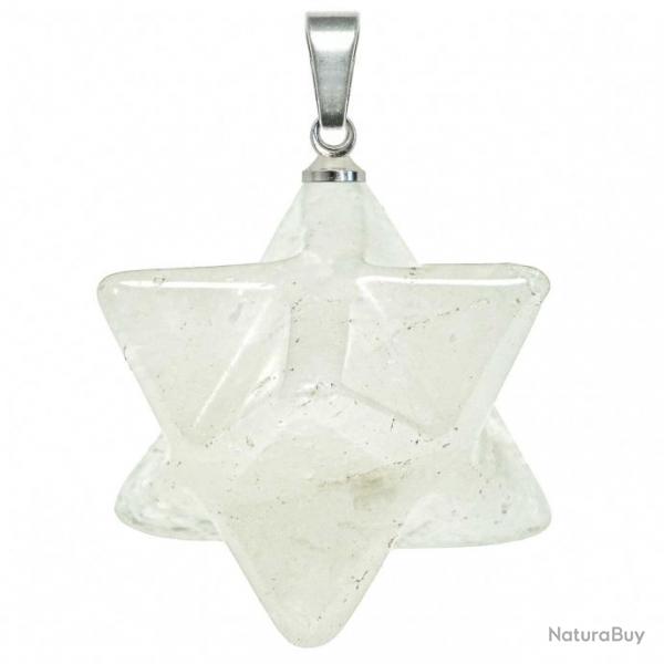 Pendentif toile merkaba en quartz blanc