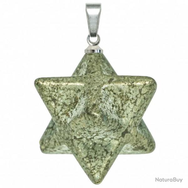 Pendentif toile merkaba en pyrite