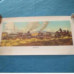 Lithographie WINCHESTER pour la "Golden Spike Commémorative Carbine" ORIGINALE ! Collection .