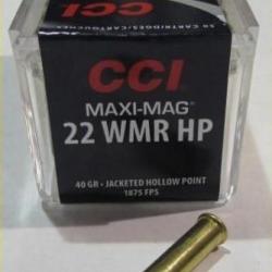 boite de 50 cartouches 22 WMR, CCI Maxi Mag Jacketed Hollow Point 40 grains
