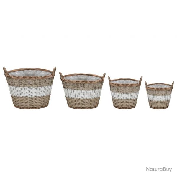 Jardinire lit surlev plantes fleurs jardin 4 pices osier avec doublure en PE 02_0001333