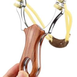 Fronde Lance Pierre 2 Elastiques Tr&egrave;s Puissante Adulte Chasse P&ecirc;che Compact