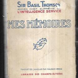 mes mémoires de sir basil thomson ancien chef suprême de l'intelligence service mémoires de guerre