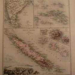 carte geographique  l inde nouvelle calédonie archipelle taiti touamotou marquise  periode  1888