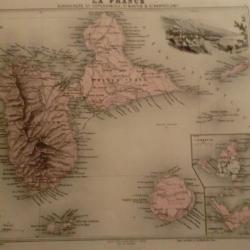carte geographique guadeloupe et dependance st martin & st barthélmy  periode  1888