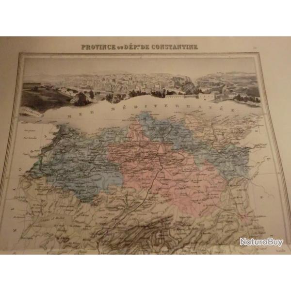 carte geographique province  de constantine   periode  1888