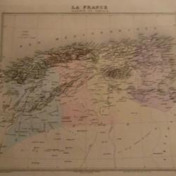 carte geographique algérie et tunisie   periode  1888