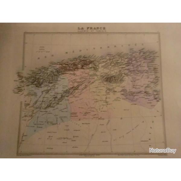carte geographique algrie et tunisie   periode  1888