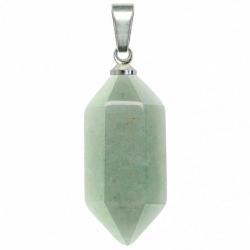 Pendentif petite pointe biterminée en aventurine verte