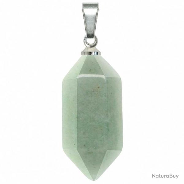 Pendentif petite pointe bitermine en aventurine verte