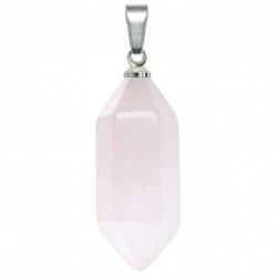 Pendentif petite pointe biterminée en quartz rose