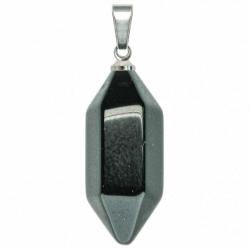 Pendentif petite pointe biterminée en obsidienne noire