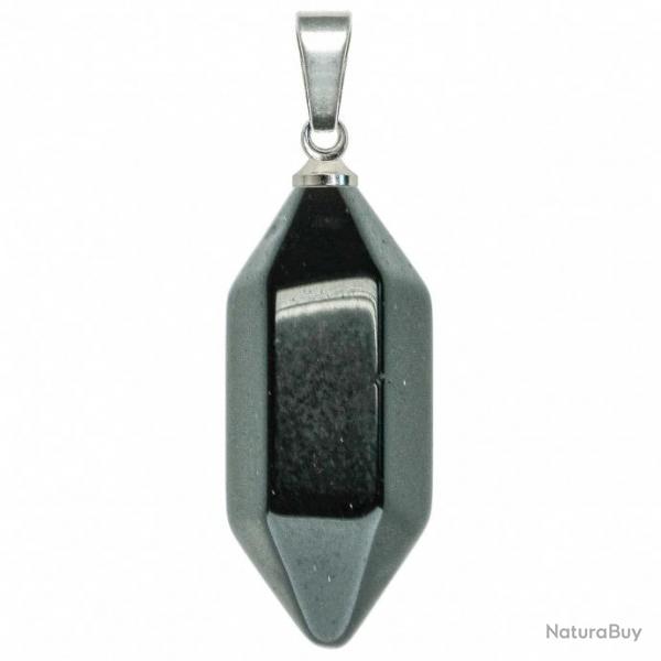 Pendentif petite pointe bitermine en obsidienne noire