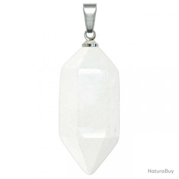 Pendentif petite pointe bitermine en quartz blanc