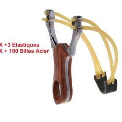Fronde Lance Pierre 2 Elastiques + 3 Elastiques + 100 Billes Acier Compact L&eacute;g&egrave;re P&ecirc;che Chasse