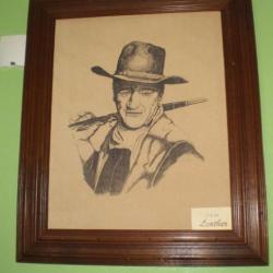 John WAYNE sur de la peau (croûte façon daim)! Collection, Cowboy, Country, Old West !