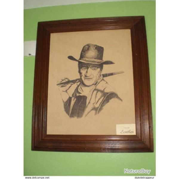 John WAYNE sur de la peau (crote faon daim)! Collection, Cowboy, Country, Old West !