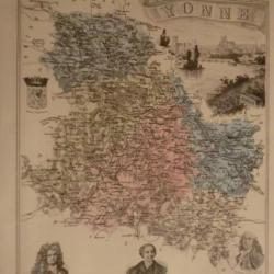 carte geographique yonne   periode  1888