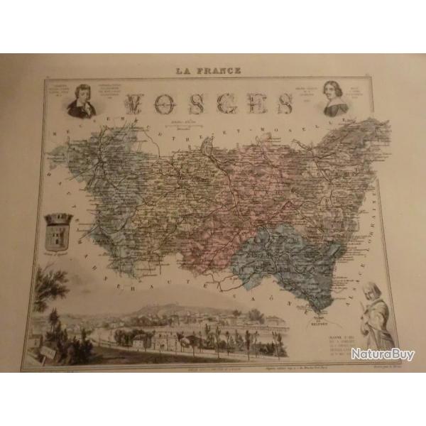 carte geographique vosges   periode  1888