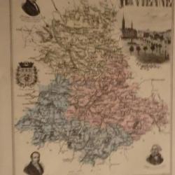 carte geographique  haute vienne  periode  1888