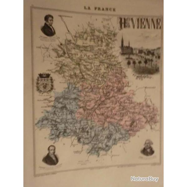 carte geographique  haute vienne  periode  1888