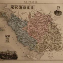 carte geographique  vendée   periode  1888