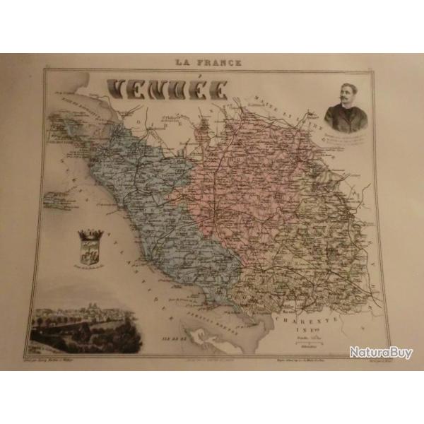carte geographique  vende   periode  1888
