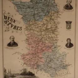 carte geographique  deux sévres   periode  1888