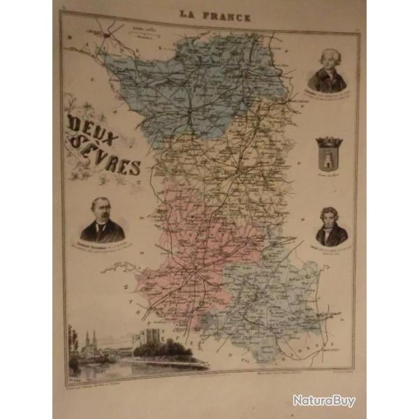 carte geographique  deux svres   periode  1888