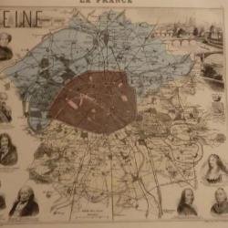 carte geographique  seine   periode  1888