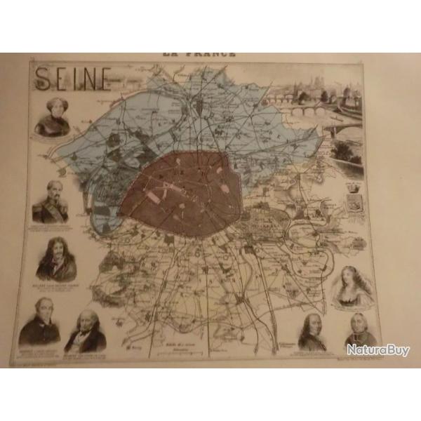carte geographique  seine   periode  1888