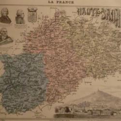 carte geographique  haute saone   periode  1888