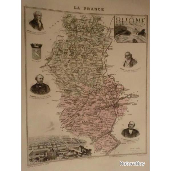 carte geographique  rhone  periode  1888