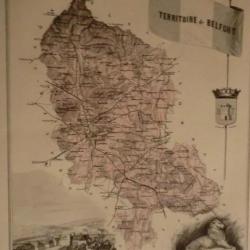 carte geographique  territoire de belfort  periode  1888